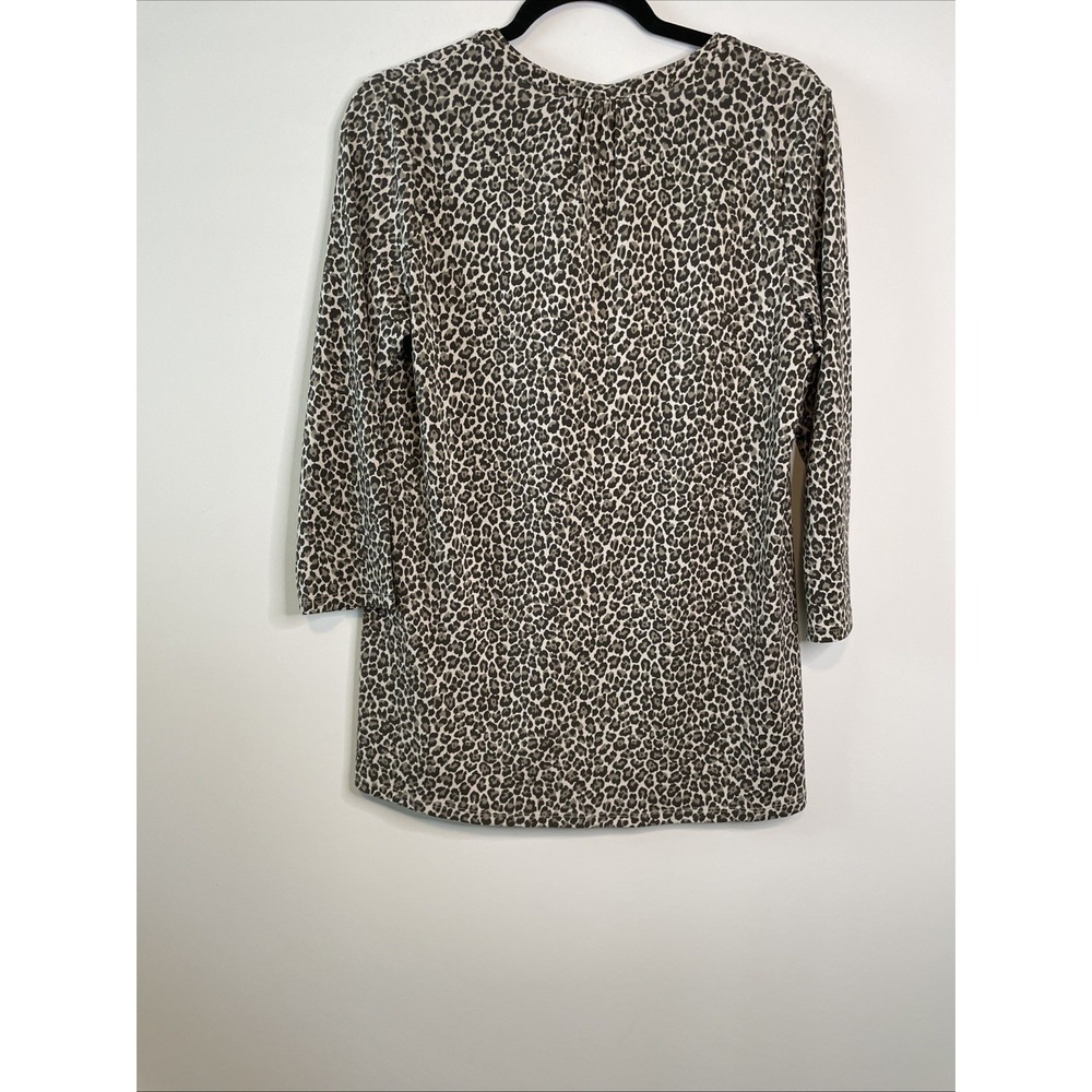Jasmine & Juliana M Leopard Print Tunic Top Tan Black Stretch Boho Blouse - Picture 8 of 11